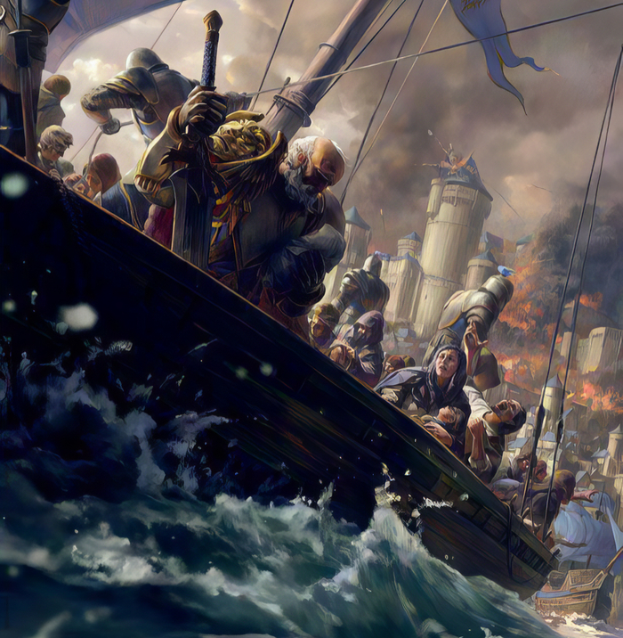 Мой любимый арт из хроник. Люди отплывают из захваченного Штормграда.