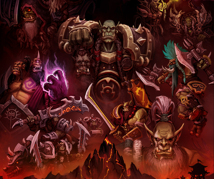 Оргрим с головой Чернорука и друзья.