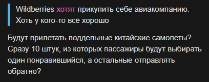 Wildberries покупает авиакомпанию - Картинка с текстом, Wildberries, Авиация, Маркетплейс, Успех