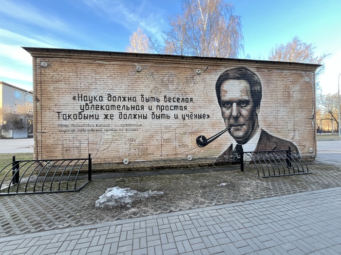 Мурал с Петром Леонидовичем Капицей.