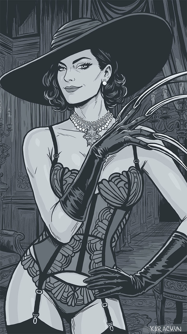 Fan art by Alcina Dimitrescu + stages of work - 18+, My, Artist, Drawing, Art, Digital drawing, Sketch, Sketch, Resident evil, Games, Characters (edit), Longpost, NSFW