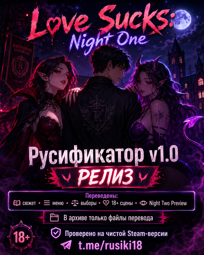 Сделал неофициальный русский перевод Love Sucks: Night One