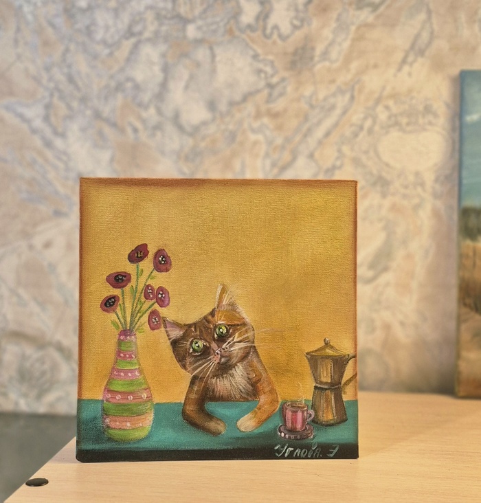 20×20 холст на картоне. Смешанная техника.