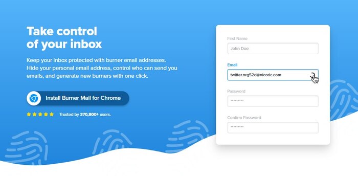 ����� �������� ���������� ��� Chrome � Burner Emails