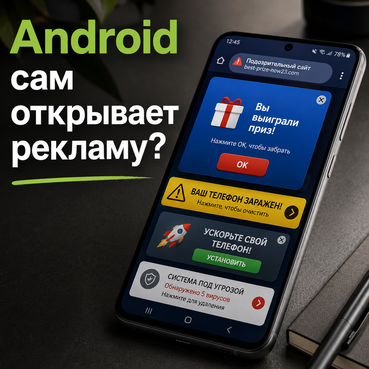 Почему Android сам открывает рекламу и как найти виновника - Моё, Android, Баг, Компьютерная помощь, Windows, Баг на Пикабу