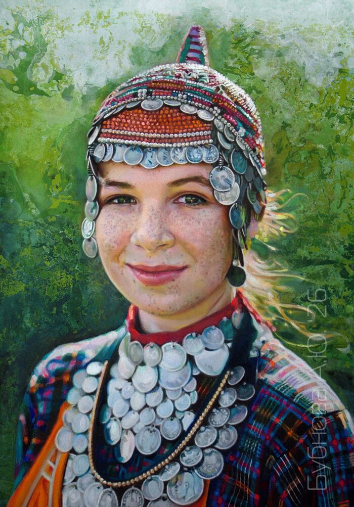 Тон.бумага, А3, фон - масло, акрил, акварель, портрет выполнен пастелью.