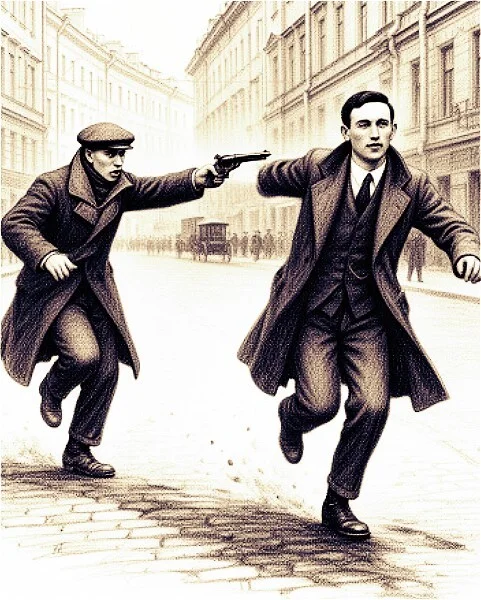 On June 20, 1918, Voldarsky was killed in Petrograd by a sneak shot from around the corner. - Neural Network Content, Murder, Bolsheviks, Petrograd, 1918, История России, The photo, Longpost, Negative
