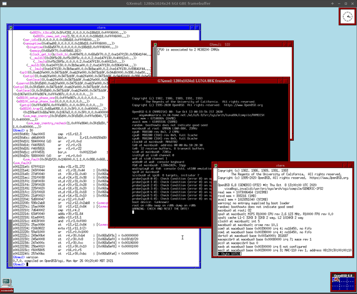 OpenBSD/luna88k running inside GXemul, on an emulated SGI O2 running OpenBSD/sgi (on a FreeBSD/amd64 host). ������ ���������� �������� �����������.