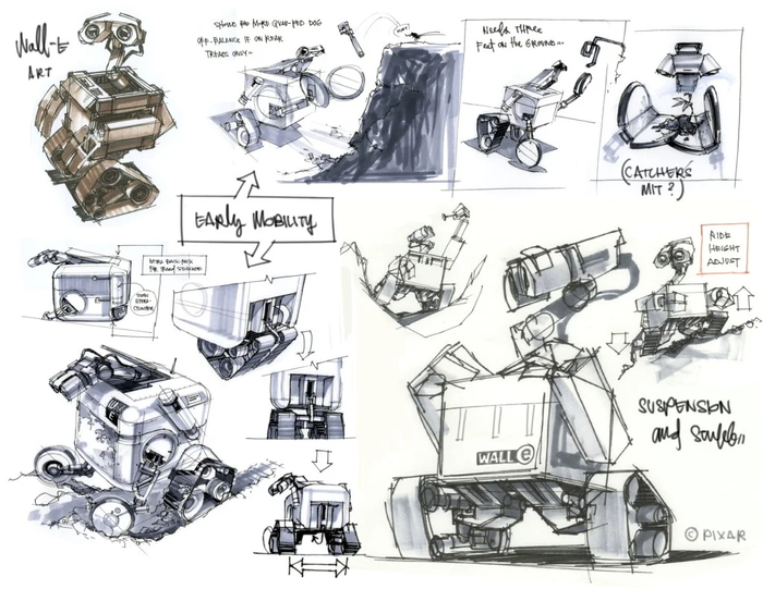 2008, Drawing of Wall-E by Jay Shuster. � Disney�Pixar