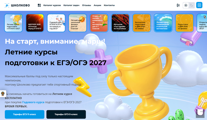 Скриншот платформы "Школково"