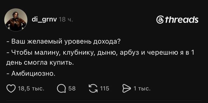 Желаемый доход - чтобы слово "черешня" не вызывало финансовую тревогу