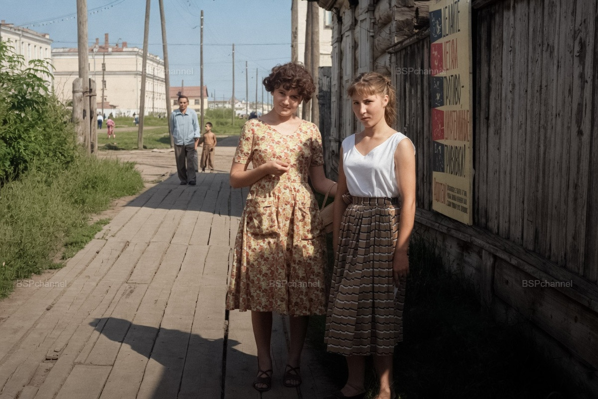 Life in Soviet Yakutsk in the 1960s. 20 colorized photographs. - Series the USSR, My, Historical photo, Old photo, 20th century, The photo, Yakutsk, Yakutia, 60th, the USSR, Childhood in the USSR, Colorization, Longpost