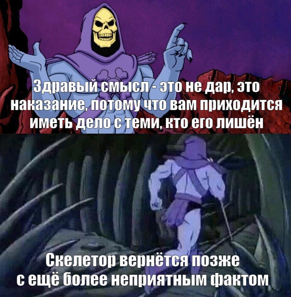 Common sense - Humor, Picture with text, Common sense, Skeletor, Telegram (link), MAX messenger (link), , Peekaboo+