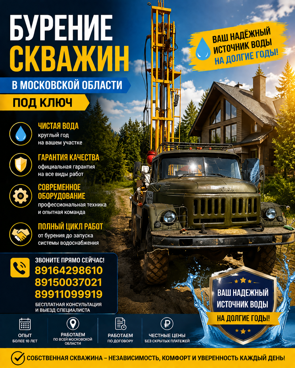 Turnkey well drilling in the Moscow region: how much it costs, how to choose a contractor, and what to look for - My, Drilling of the wells, Moscow region, Moscow, Vacation home, Water supply, Artesian well, Building, Dacha, Engineering communications, Longpost, , Peekaboo+
