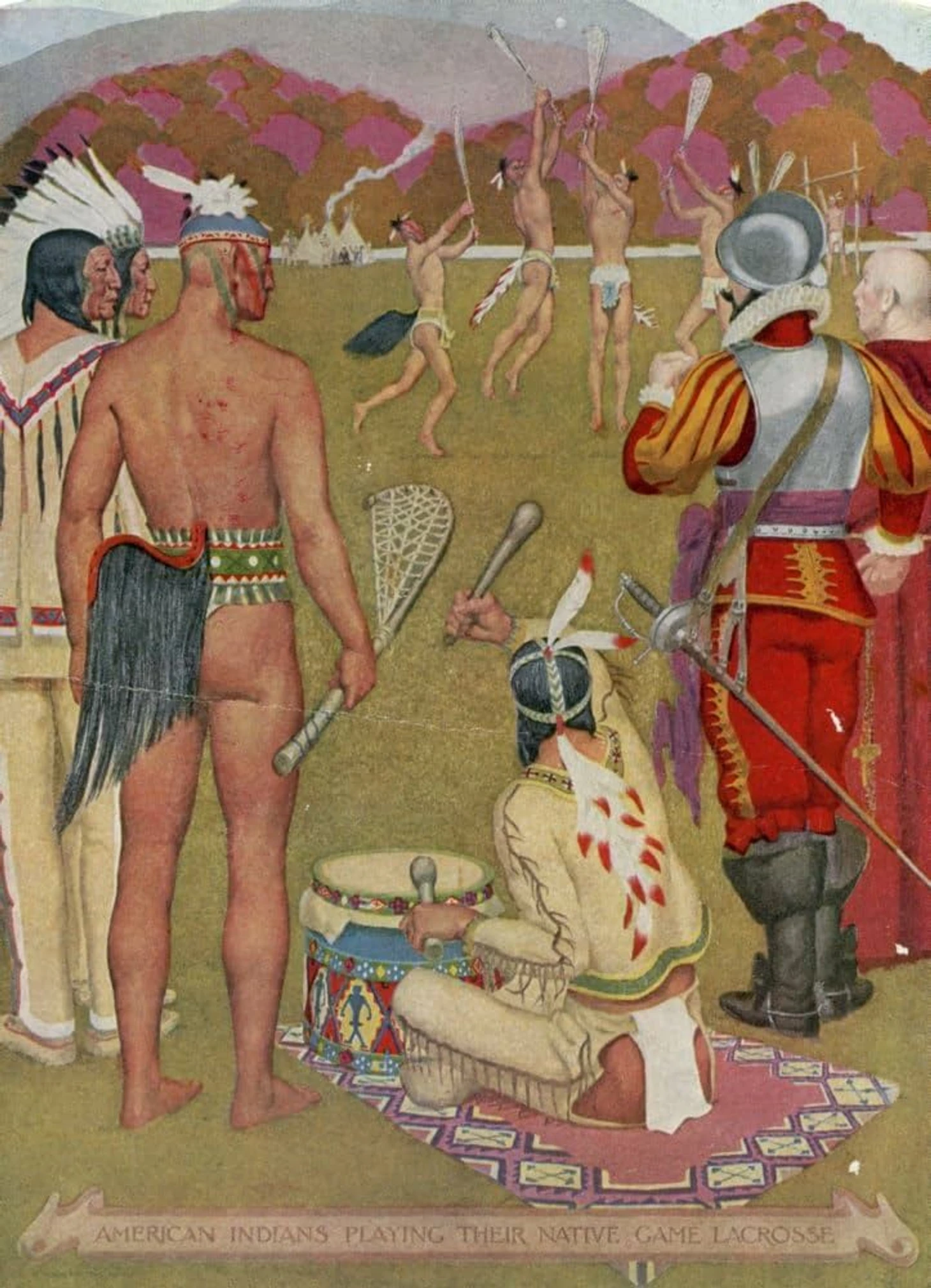 Lacrosse and stickball in art: painting, graphics - Series Lacrosse in Russia, My, Lacrosse, Painting, Art, Longpost