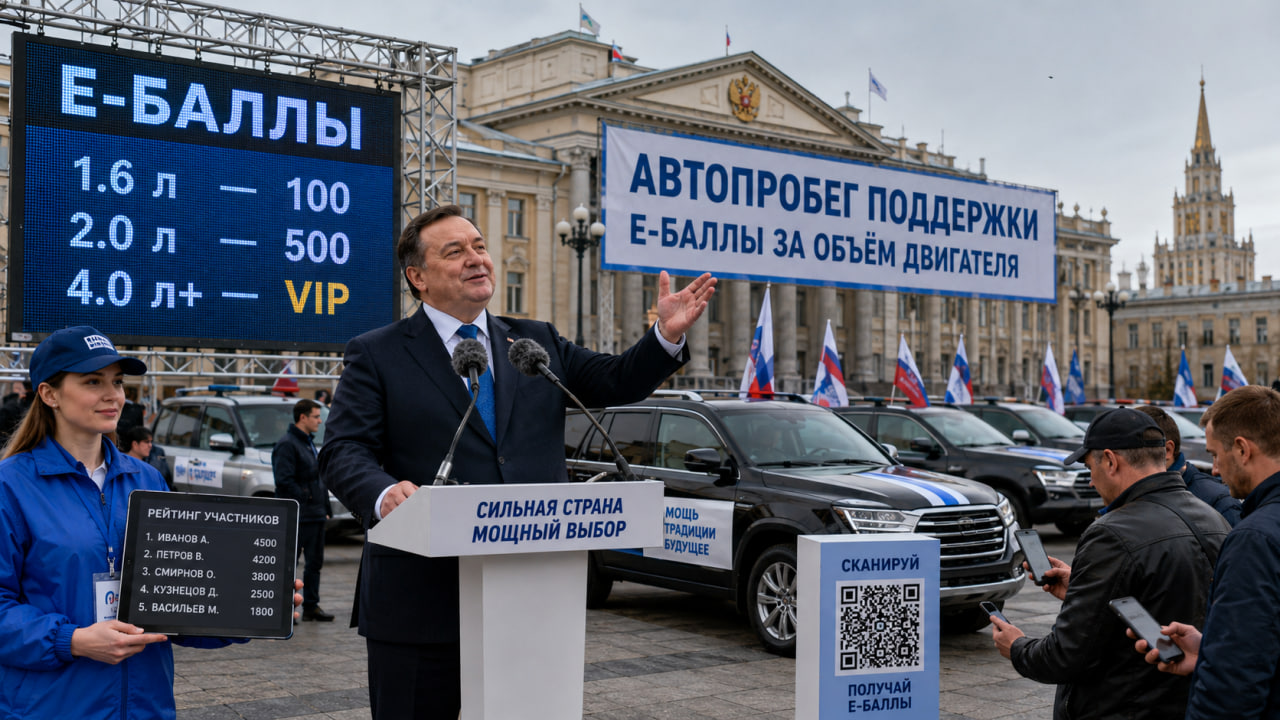 Participants in the United Russia rally will receive patriotic e-points. - Fake news, Rally, Petrol, Motorists, Satire, Political satire