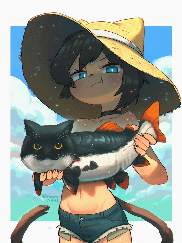 Cat girl and her catfish