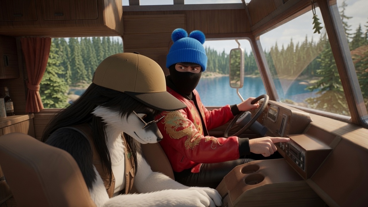 Furry art by Wolfmks #3859 for The Hangover in the RV - My, Neural Network Content, Furry, Longpost