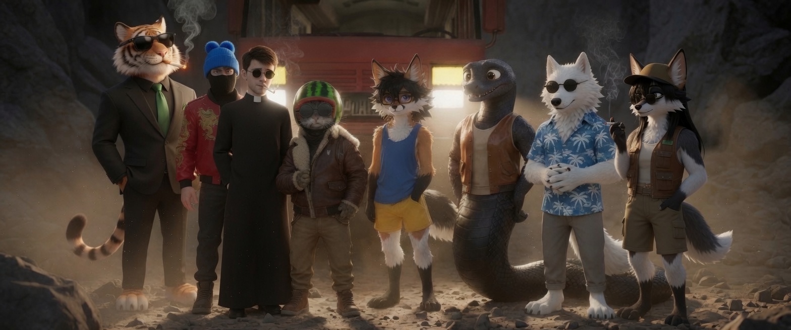 Furry art by Wolfmks #3859 for The Hangover in the RV - My, Neural Network Content, Furry, Longpost