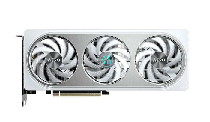 Графический ускоритель Gigabyte GeForce RTX 5060 Ti AERO OC с интерфейсом PCI Express 5.0 и трехвентиляторным блоком охлаждения для игровых систем.