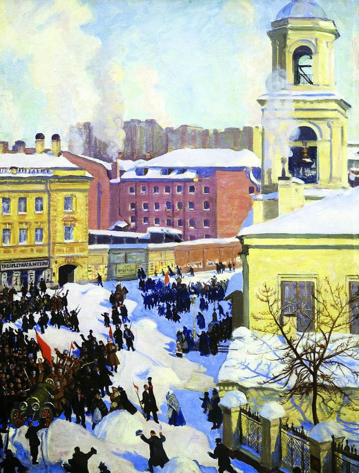 Борис Кустодиев (1878—1927). «27 февраля 1917 года». 1917.