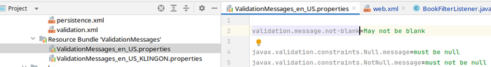 Согласно спецификации JSR303 название для бандла должно быть именно ValidationMessages.