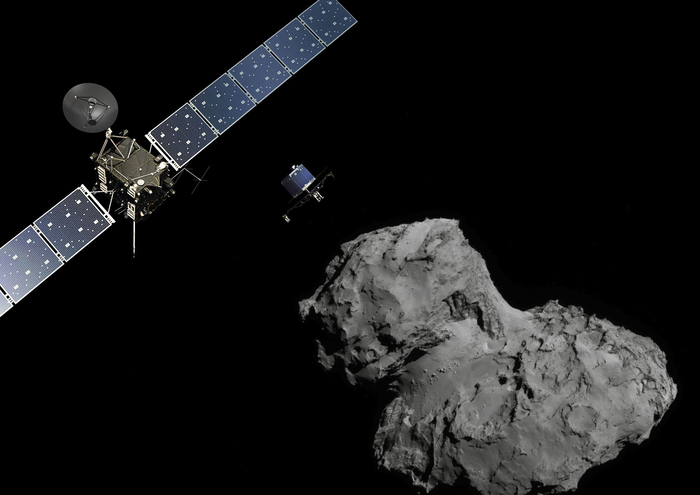 ���������� ������� Philae �� ����������� ������ ��������-����������� (�������). ��������: ESA / Getty Images.