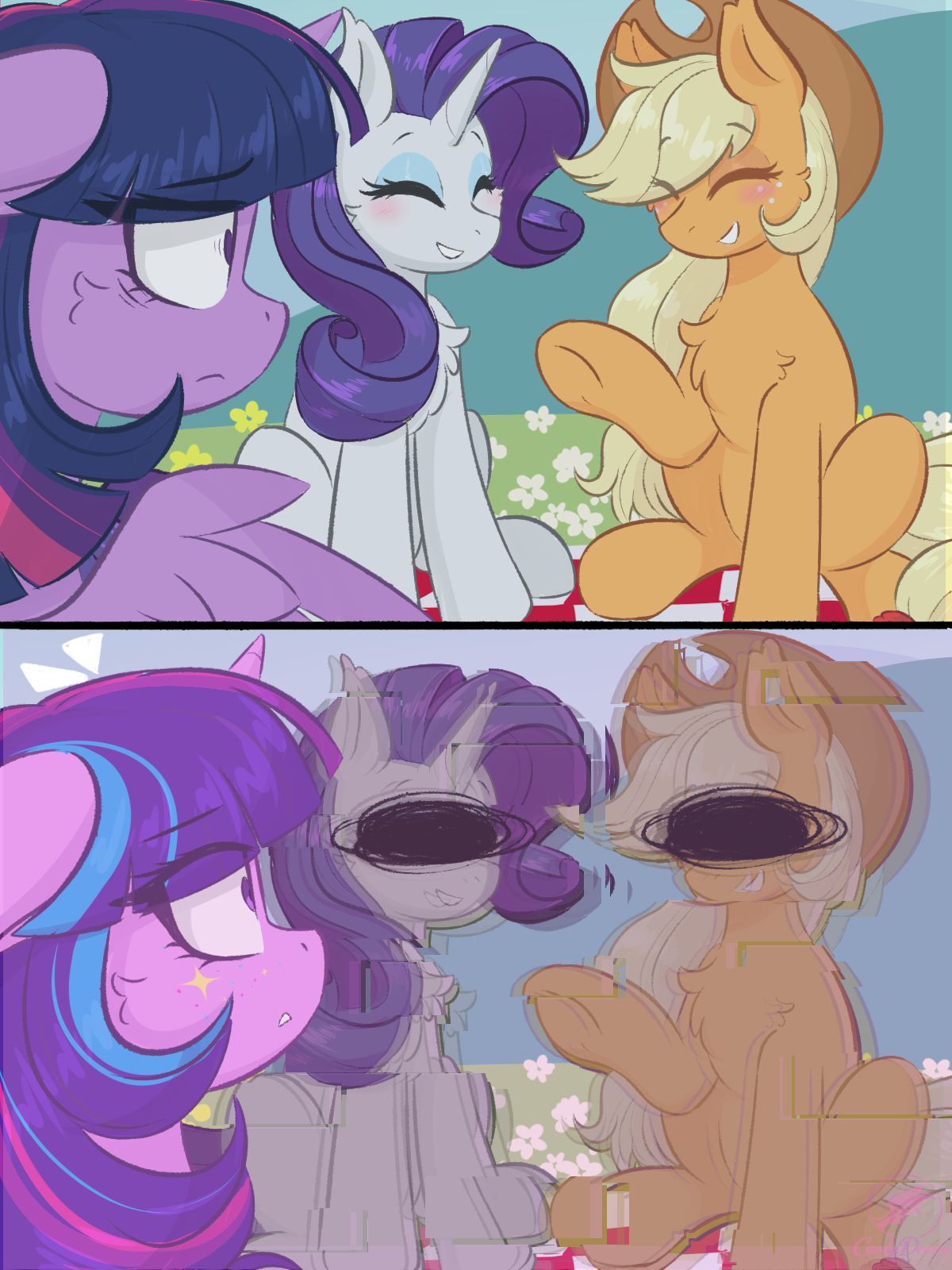 Cut out friends - My little pony, Rarity, Applejack, Twilight sparkle