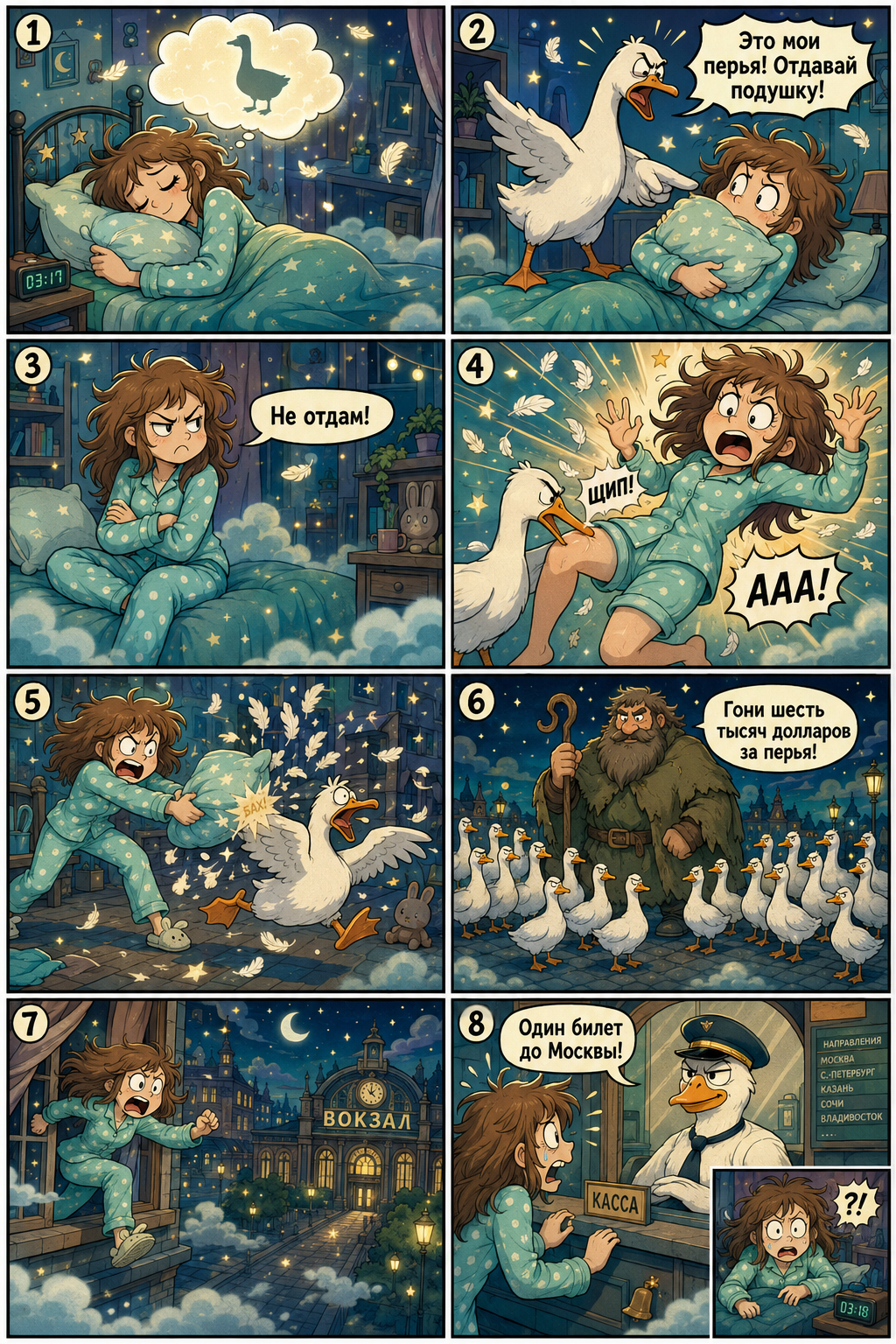 Response to the post One Ticket to Moscow - Moscow, Picture with text, Dream, Travel across Russia, Гусь, Good morning, Correspondence, Neural network art, Reply to post, Neural Network Content, Comics