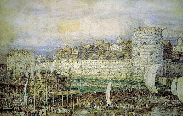 Московский кремль на живописной реконструкции Аполлинария Васнецова.