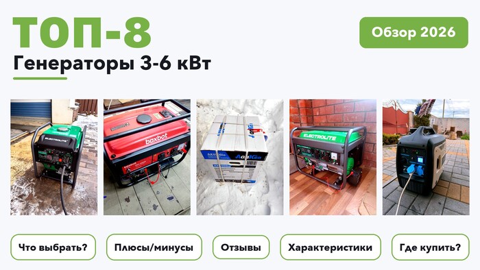 Лучшие генераторы 3-6 кВт 2026: отобрали из более 67 товаров с высоким рейтингом