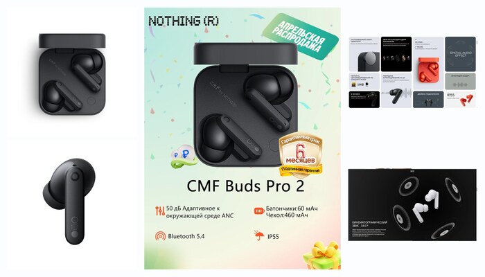 Беспроводные наушники TWS CMF by Nothing Buds Pro 2 BT5.4,50dB ANC, черное, Global