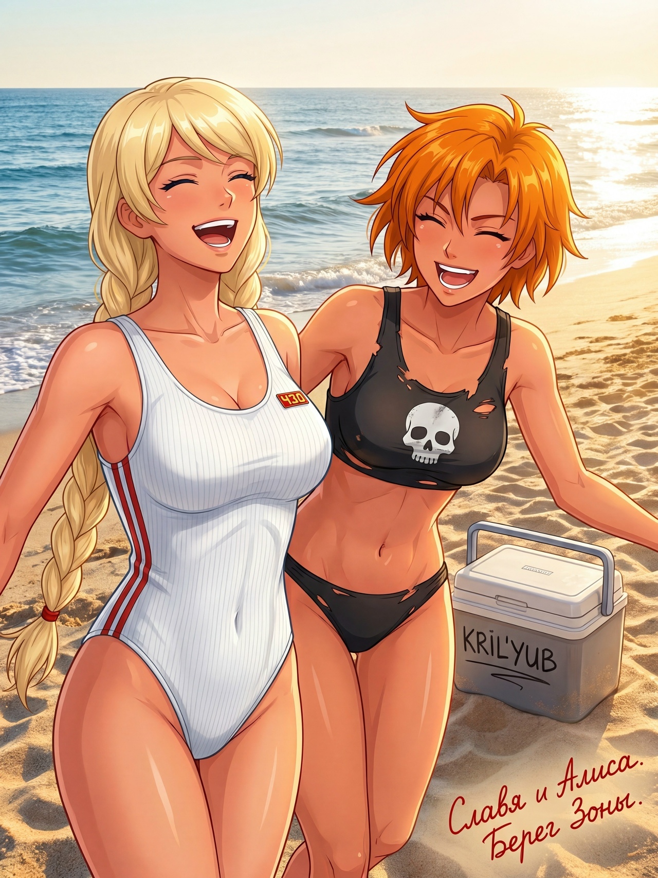 And our summer was endless... - Endless Summer (visual novel), Glorifying, Alisa Dvachevskaya, Art, Neural network art, Summer, Beach vacation