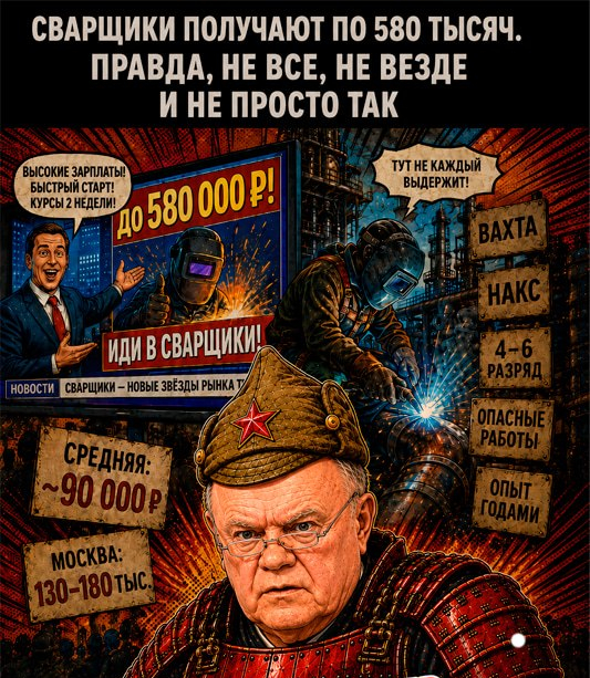 Сварщики получают по 580 тысяч. Правда, не все, не везде и не просто так