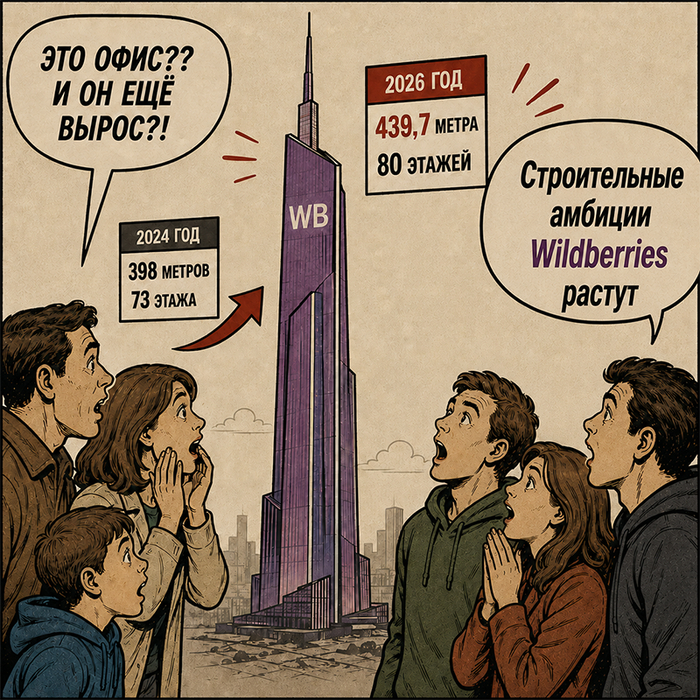 Небоскрёб Wildberries решили увеличить до 440 метров