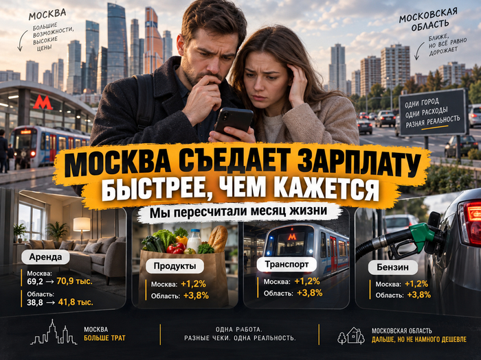 Москва съедает зарплату быстрее, чем кажется. Пересчитали, сколько стоит месяц жизни