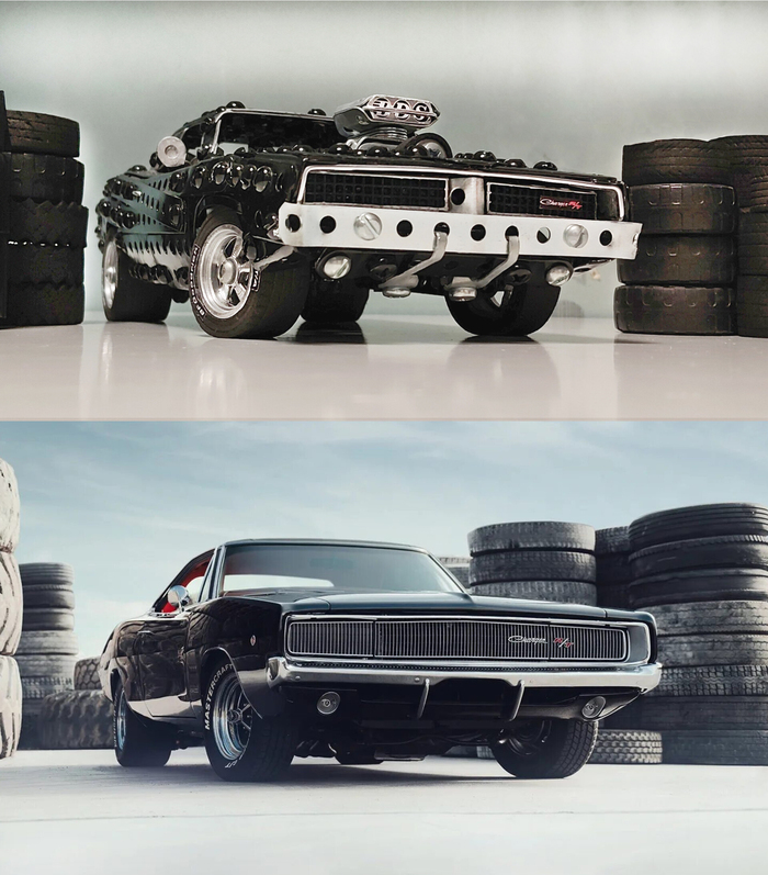 Dodge Charger из металлического конструктора, проволоки, резины и картона. Диски 3D печать