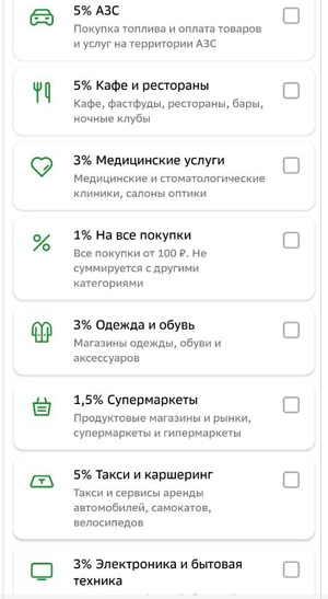 Категории СберСпасибо