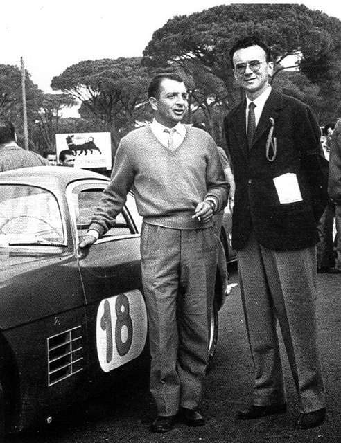 Камилло Лульо (слева) рядом с Элио Загато на гонке GP Roma 21 октября 1956 года