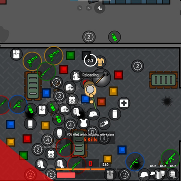 Survev.io — это динамичная IO-игра в жанре «королевская битва», где 50 игроков сражаются за выживание на сужающемся острове. Ищи оружие, снаряжение и припасы, избегай красной зоны и побеждай врагов в одиночку, в дуэте или отряде. (