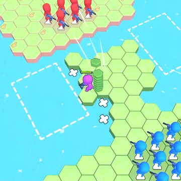 Битва Красных и Синих на гексах! Стройте, добывайте ресурсы, соберите армию и сражайтесь в бою!
Покупайте защитные башни, нанимайте помощников, рубите лес и сражайтесь с отрядами из Красных Стикменов. Захвати вражеские базы! Собери отряд! Толпа на толпу!