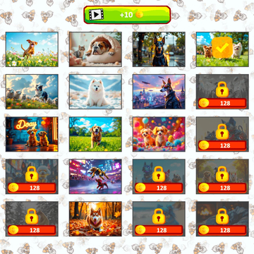 Собирай пазлы из перемешанных частей изображений милых собак! Меняй блоки местами, чтобы восстановить картинку. Развивай логику и внимание, весело играя!