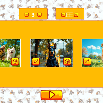 Собирай пазлы из перемешанных частей изображений милых собак! Меняй блоки местами, чтобы восстановить картинку. Развивай логику и внимание, весело играя!
