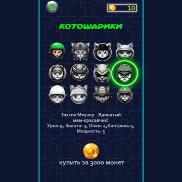 Аркада с котошарами и мемными боссами! Отбивай мяч, побеждай брейнроут-звёзд, собирай золото в трендовом стиле 2025!