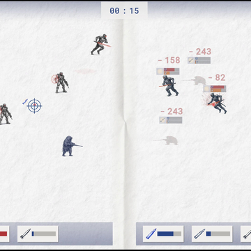 Настоящий бой на листе бумаги! Выбирай бойцов, целься и уничтожай врага. Играй с другом или против ИИ. Открывай новых бойцов и улучшай атаки!