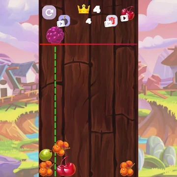 Соединяйте пары одинаковых фруктов, чтобы постепенно получился самый большой плод.