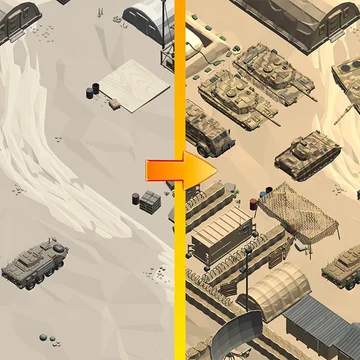 Хочешь стать военным магнатом, построить собственную военную базу и испытать настоящий военный симулятор? Под твой контроль попадёт военная база, на которой ничего нет. Твоя миссия — расширить её максимально! Создай самую большую военную базу с техникой!