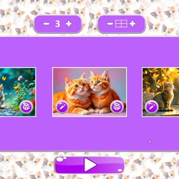 Решай увлекательные пазлы с кошками! Перемещай части картинок, чтобы восстановить оригинальные изображения. Отличная игра для любителей головоломок!