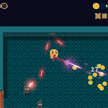 Это захватывающая 2D рогалик, аркадный шутер и динамичная игра. Исследуйте уникальные уровни, уничтожайте врагов, собирайте монеты и прокачивайте своего персонажа.