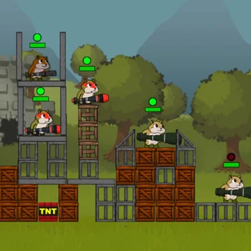 Пришло время возглавить банду боевых хомяков и обратить противника в бегство. Будет весело! Мультяшная онлайн-игра подарит дозу экшена: взрывайте, ломайте, крушите. Вступайте в бой прямо сейчас бесплатно и без регистрации! 